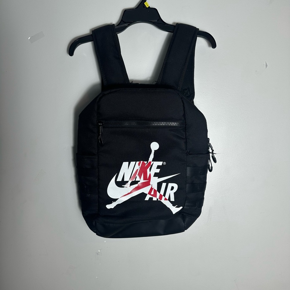 Nike Air Jordan Jumpman Logo Classic School Backpack Black White Red Book Bag